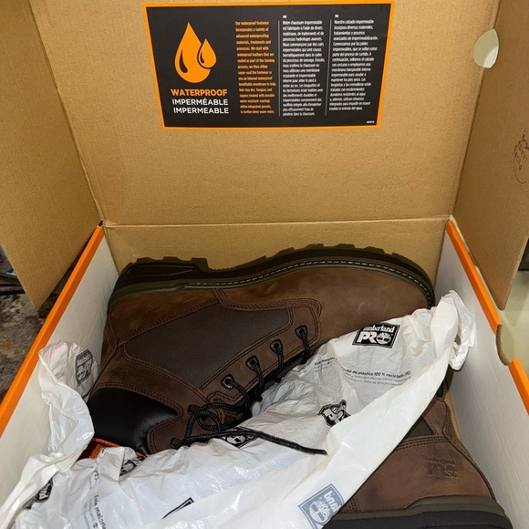 Timberland PRO Men’s Steel Toe Work Boots Brown Leather Size 12 Waterproof - Picture 8 of 9